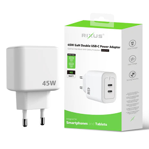 Rixus RXHC45 45W GaN Doppel-USB-C Netzadapter