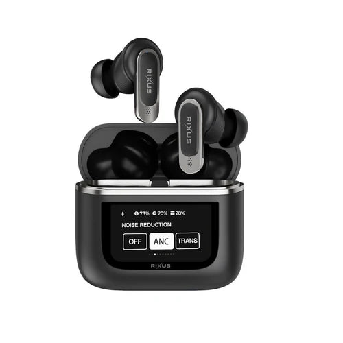 Rixus RXBH23 Kabellose Travel Pro In-Ear-Kopfhörer mit Touchscreen-Display – Schwarz