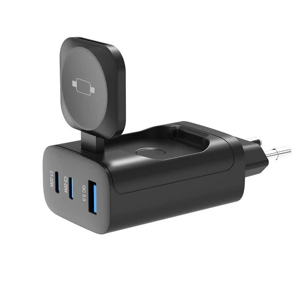 Rixus RXHC40 43W 4-in-1 Wireless Ladestation für iWatch, iPhone und AirPods – Schwarz