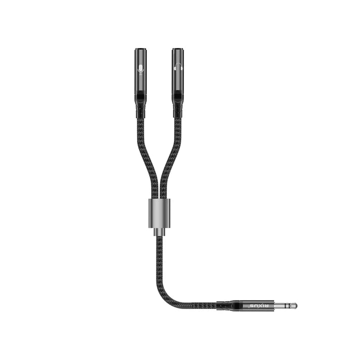 Rixus RXMU35A Audio-Splitter-Kabel, 3,5-mm-Klinke, Schwarz, 30 cm