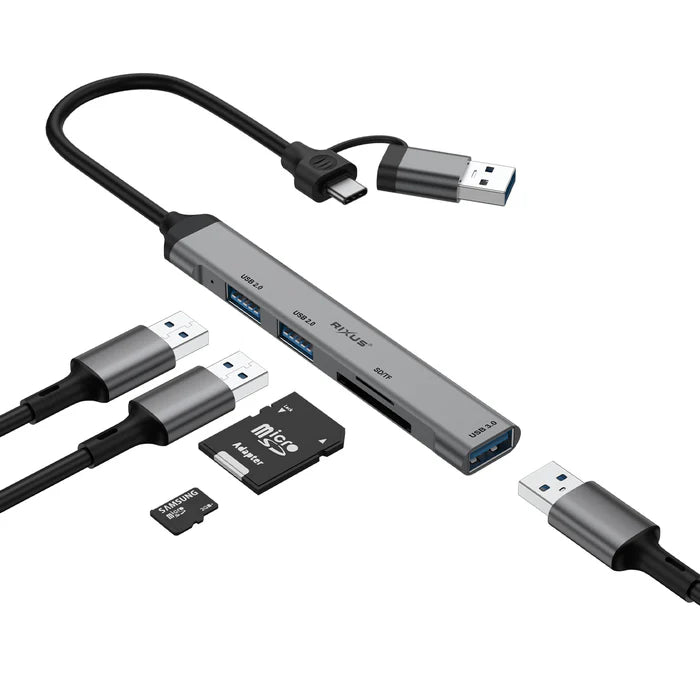 Rixus RXHU05 USB Typ C 2-in-1 Multi-Port Adapter