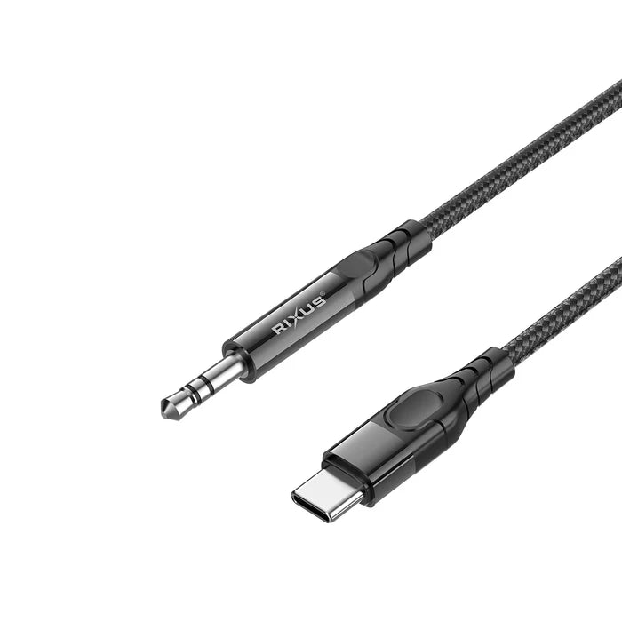 Rixus RXMU35C USB-C zu 3,5mm AUX Kabel 120cm – Schwarz