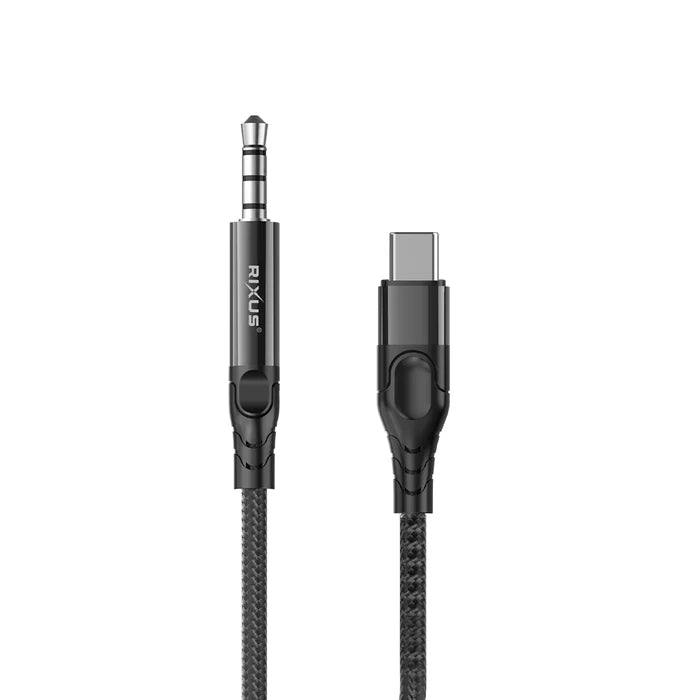 Rixus RXMU35C USB-C zu 3,5mm AUX Kabel 120cm – Schwarz