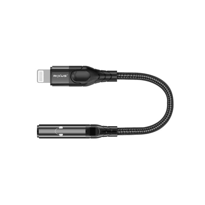 Rixus RXMU36L Lightning auf 3,5-mm-Audioadapter, Weiblich, 10 cm