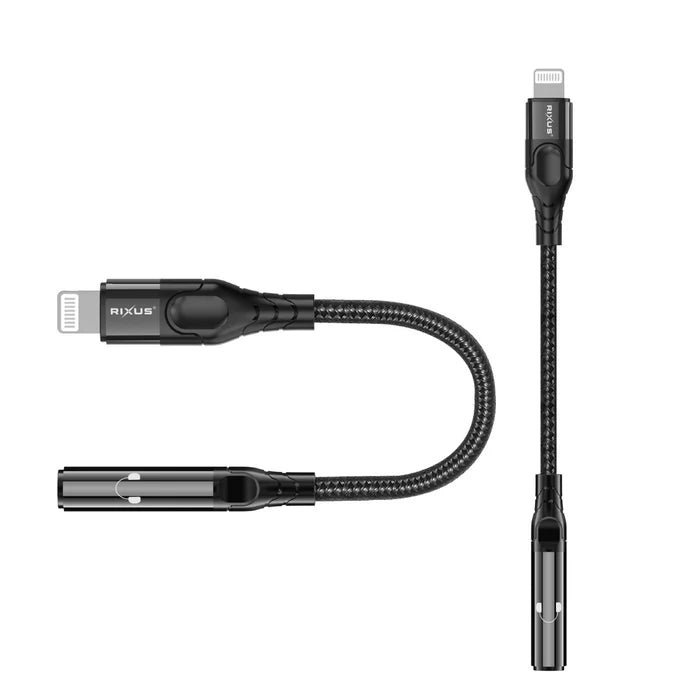 Rixus RXMU36L Lightning auf 3,5-mm-Audioadapter, Weiblich, 10 cm