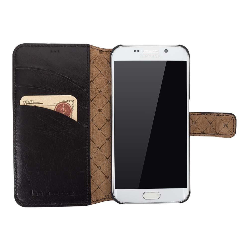 Geldbörsen Folio Kasten mit ID Slot für Samsung Galaxy S6 Rand Rustikal Schwarz