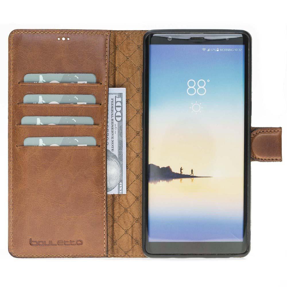 Magnetische Abnehmbare Leder Mappen Kasten für Samsung Anmerkung 8 Rustikal Brüniert Bräunen