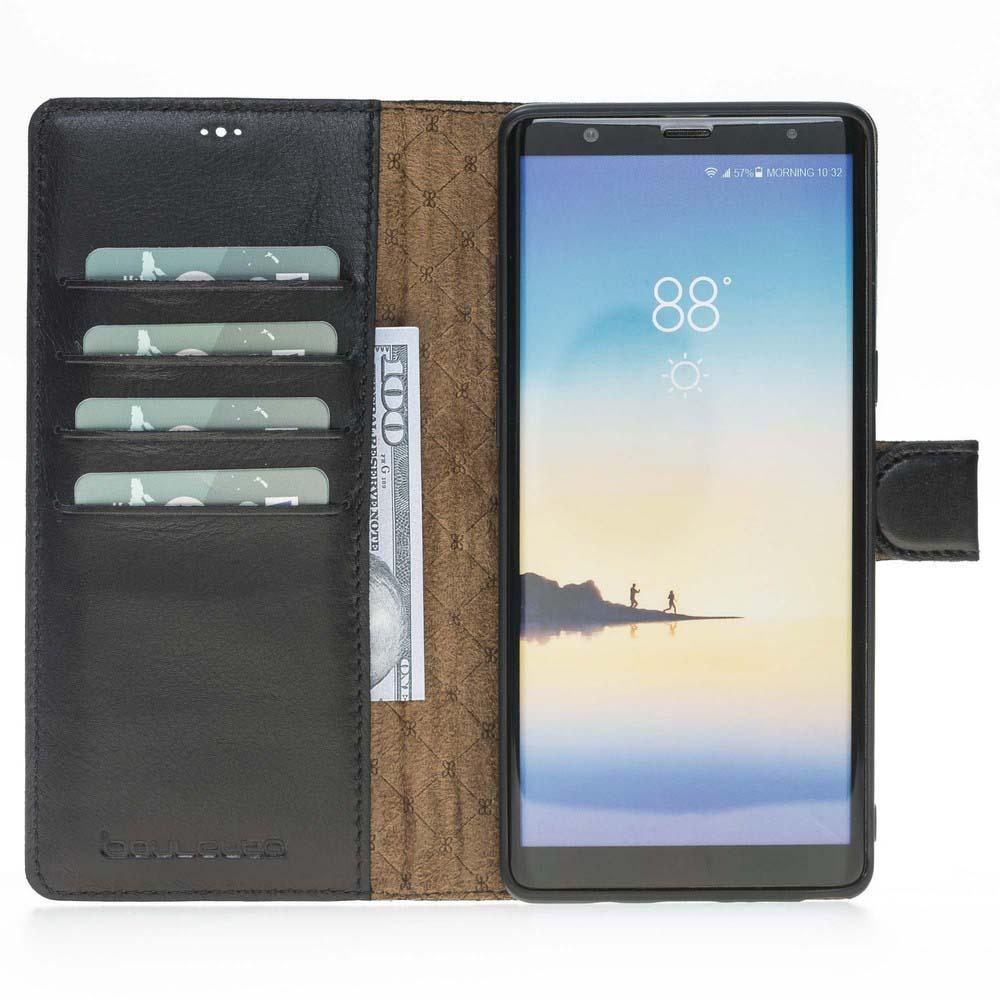 Magnetische Abnehmbare Leder Mappen Kasten für Samsung Anmerkung 8 Rustikal Schwarz