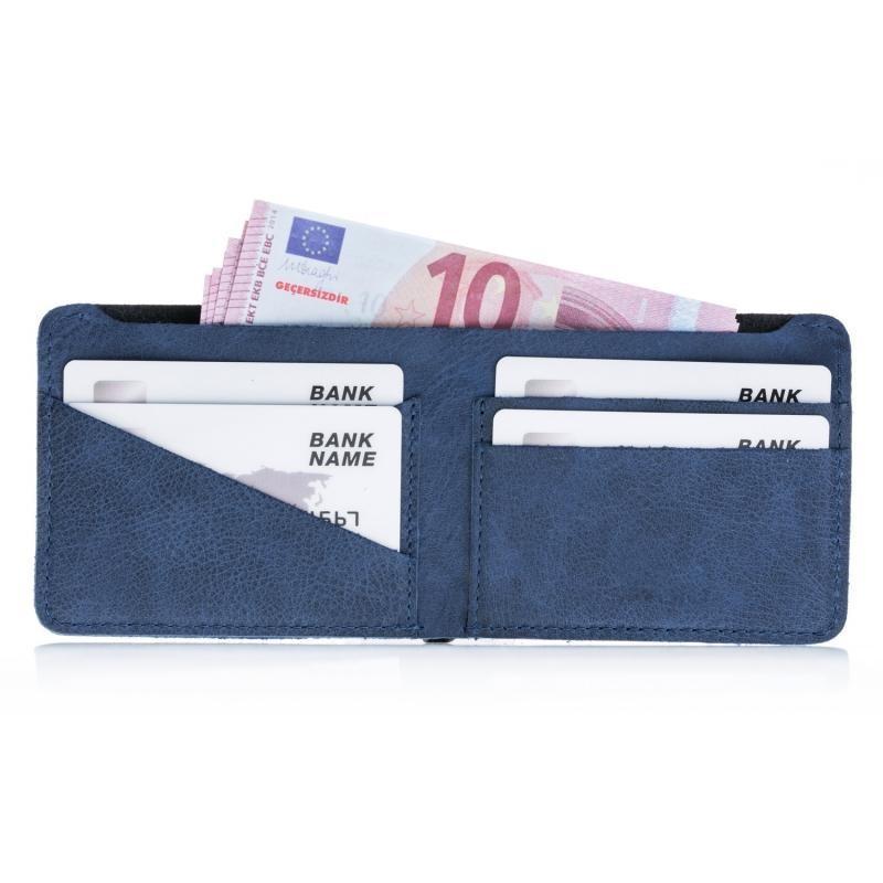 Zwei Farben Thin Leder Mappe Schwarz Blau