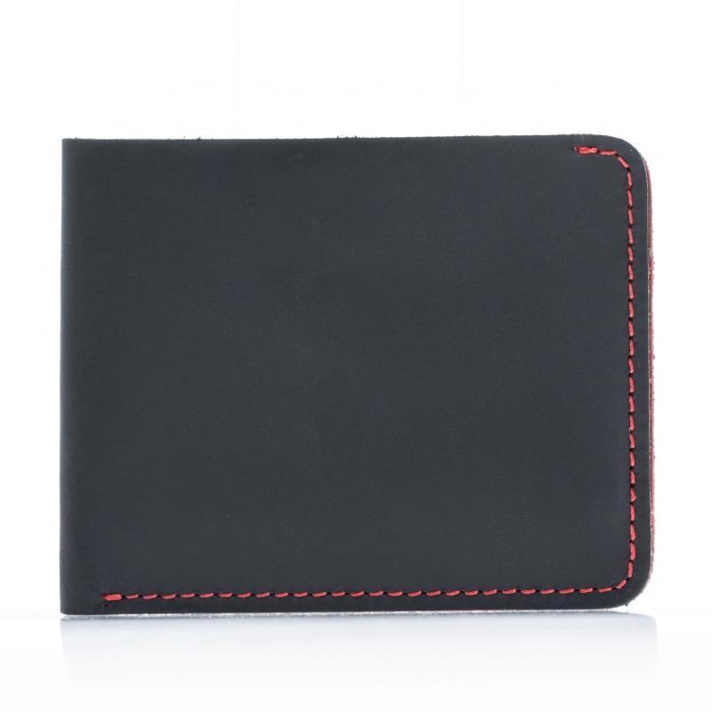 Zwei Farben Thin Leder Mappe Schwarz Rot