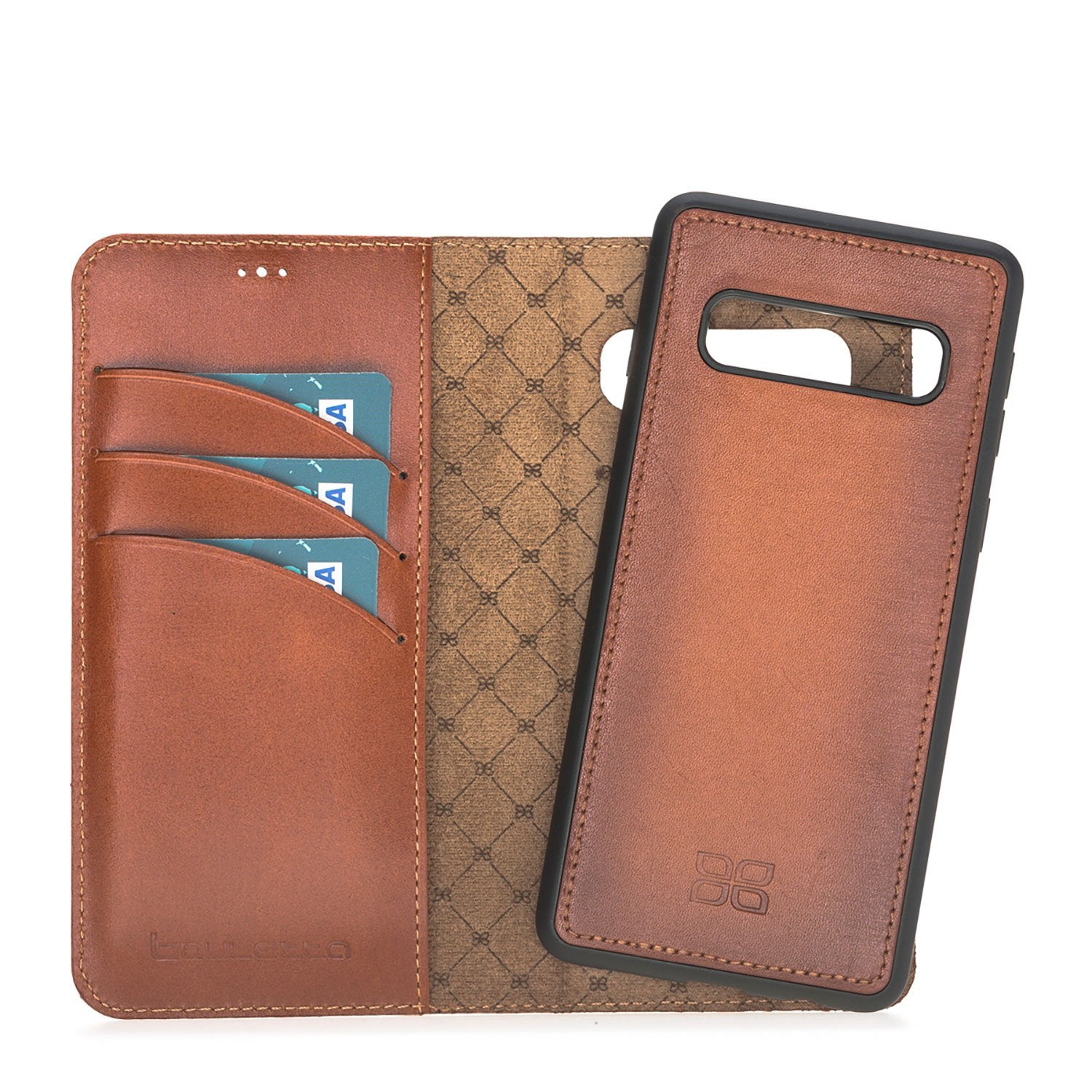 Magnetische abnehmbare Leder Geldbörse für Samsung Galaxy S10 - Rostig Braun