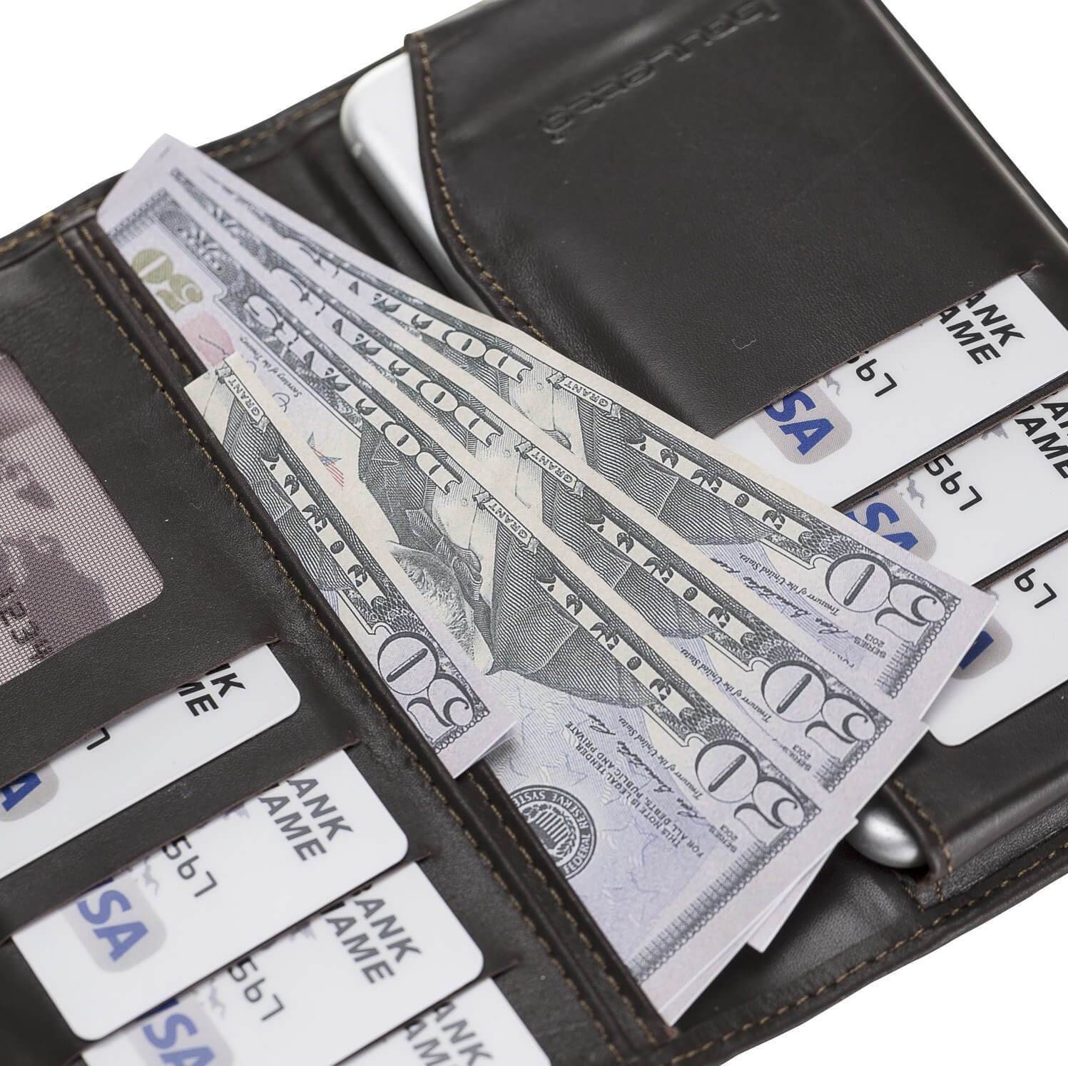 Premium Leder Brieftasche für Smartphones bis zu 5,7 Zoll