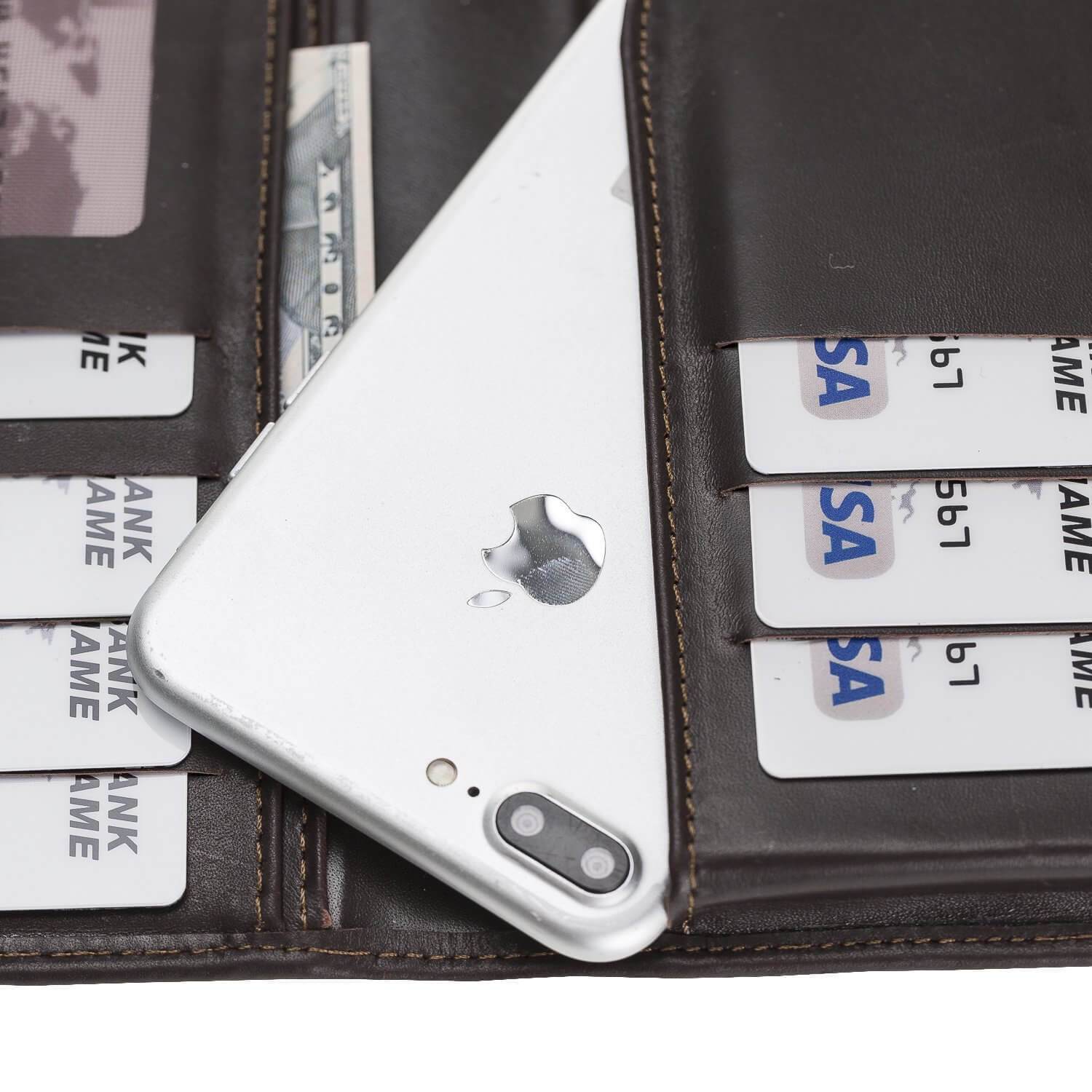 Premium Leder Brieftasche für Smartphones bis zu 5,7 Zoll
