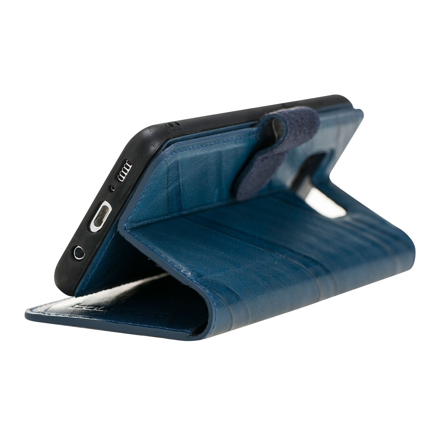 Magnetische abnehmbare Leder Geldbörse für Samsung S8 - Blau gefaltet