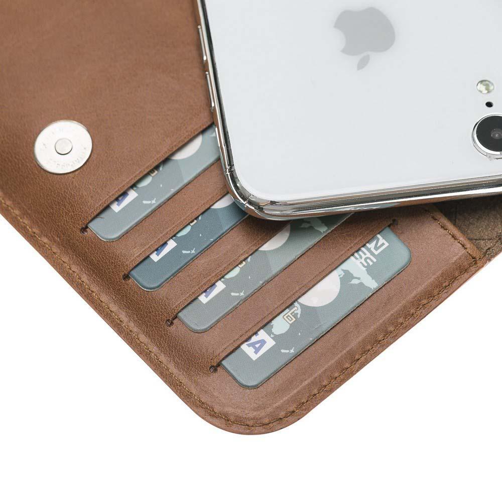 Leder Universal Clutch Wallet Case bis zu 5,7 Zoll Telefone - Rustikal brüniert braun