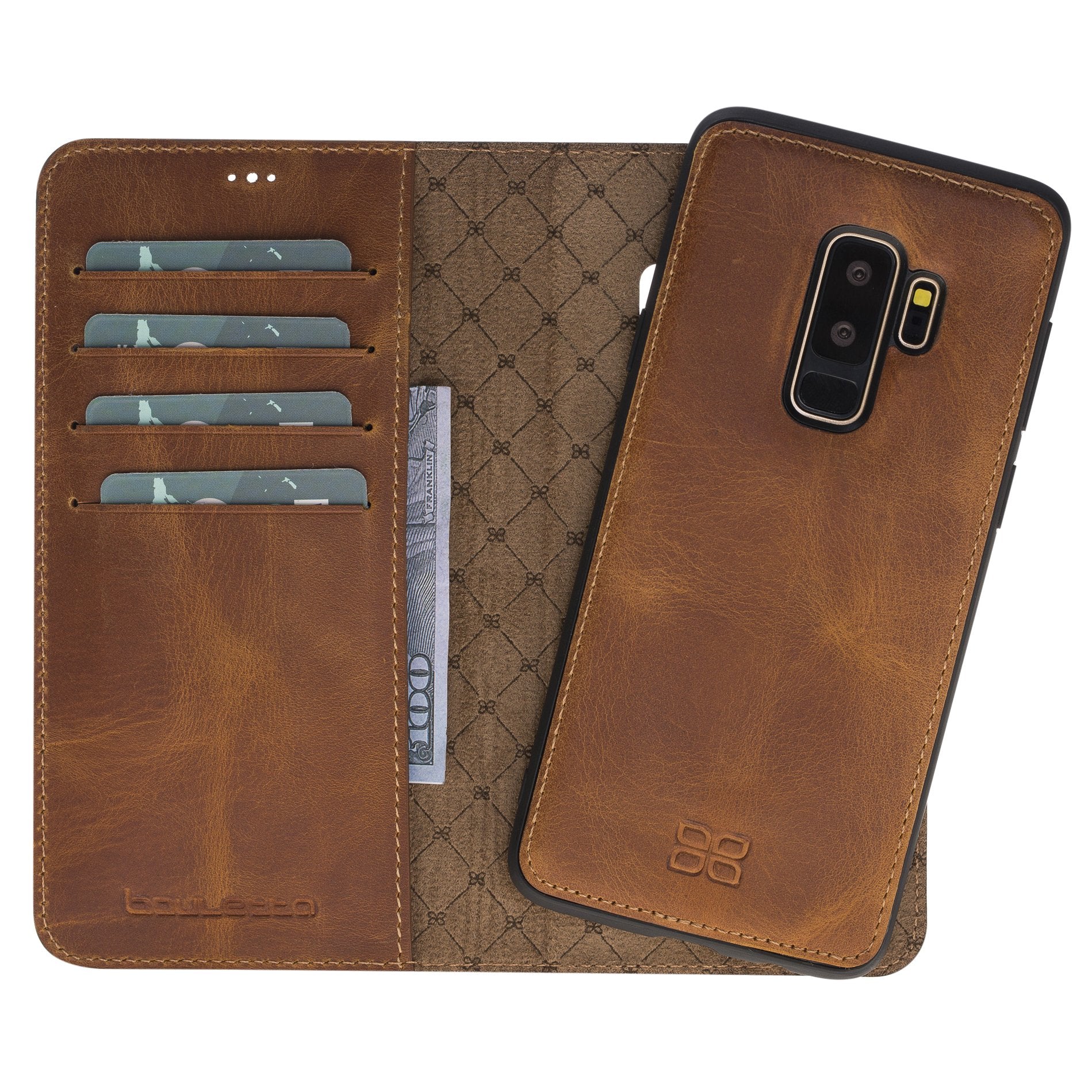 Magnetische abnehmbare Leder Geldbörse für Samsung Galaxy S9 Plus - Antike Beige