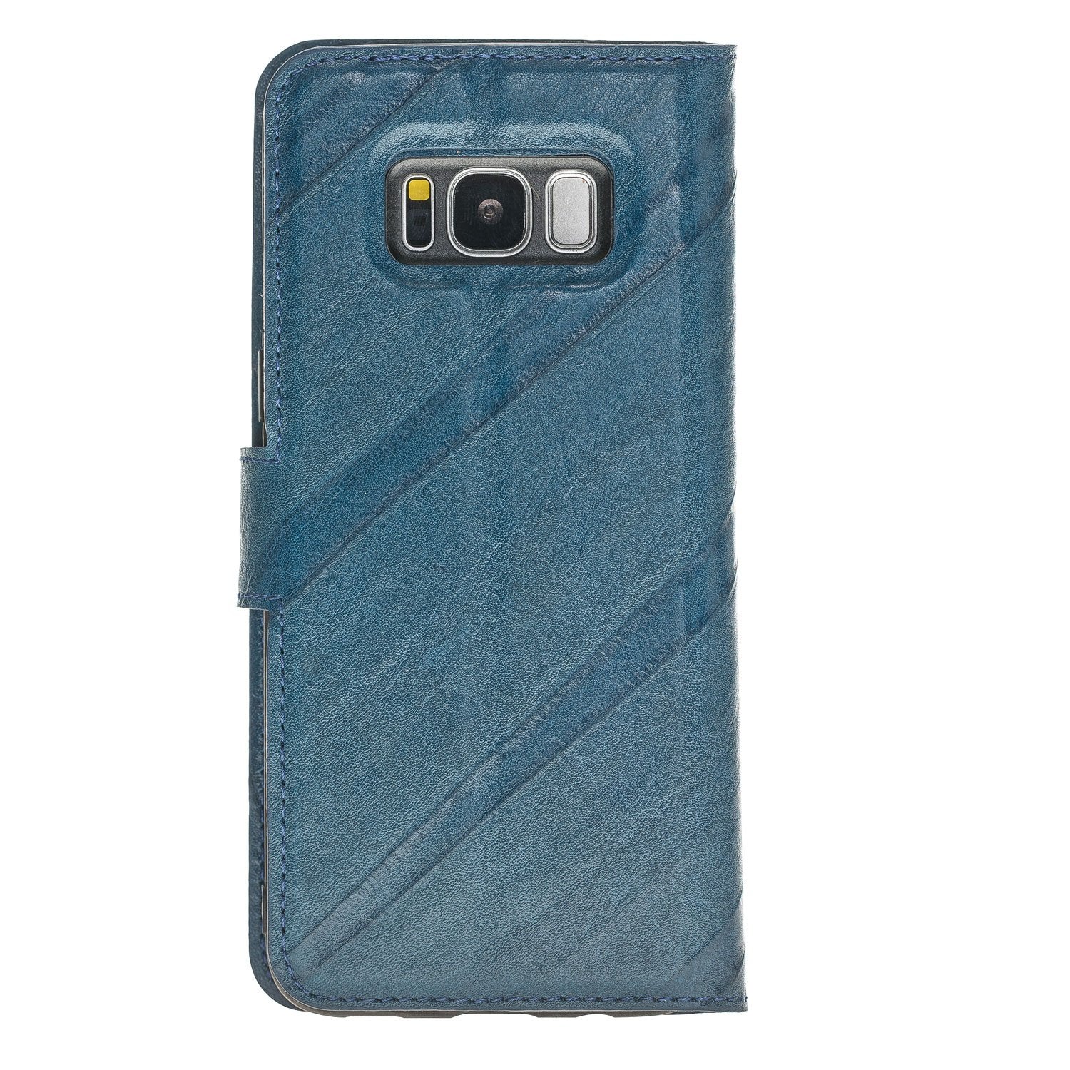 Magnetische abnehmbare Leder Geldbörse für Samsung S8 - Blau gefaltet