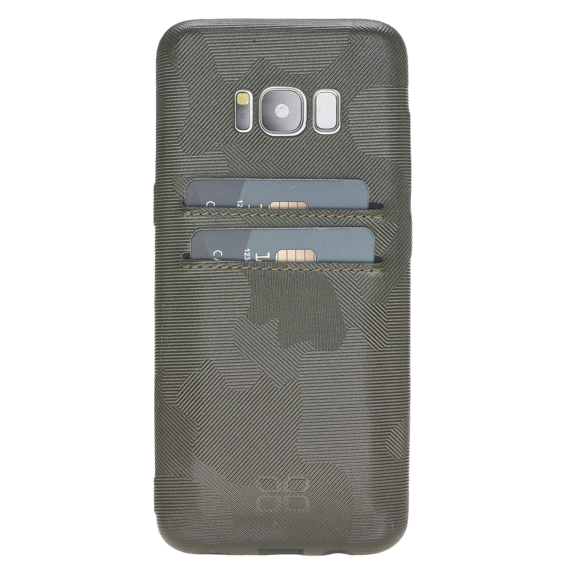 Leder Ultra Hülle mit Kreditkartenfächern für Samsung S8 - Camouflage Grün
