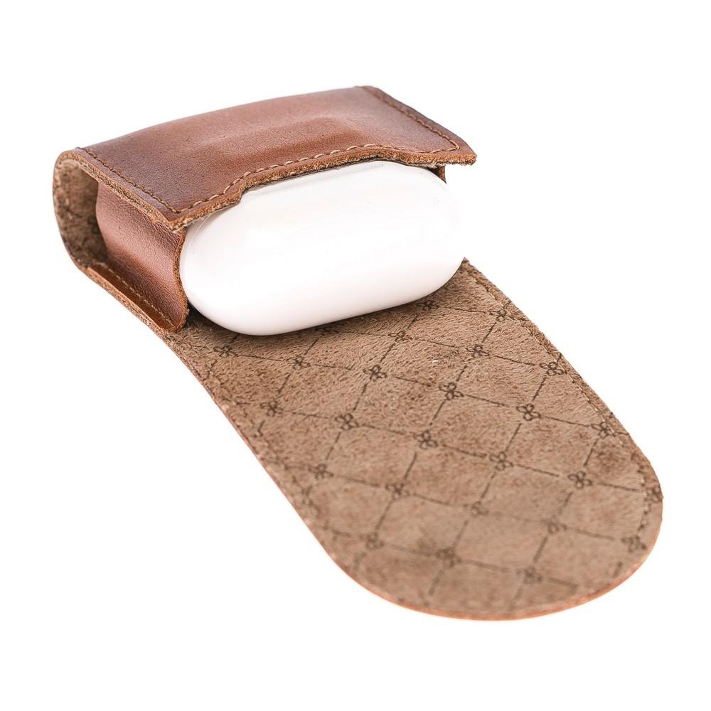 Accessories AirPods Leather Case with Hook - Rustic Tan with Effect Bouletta Shop