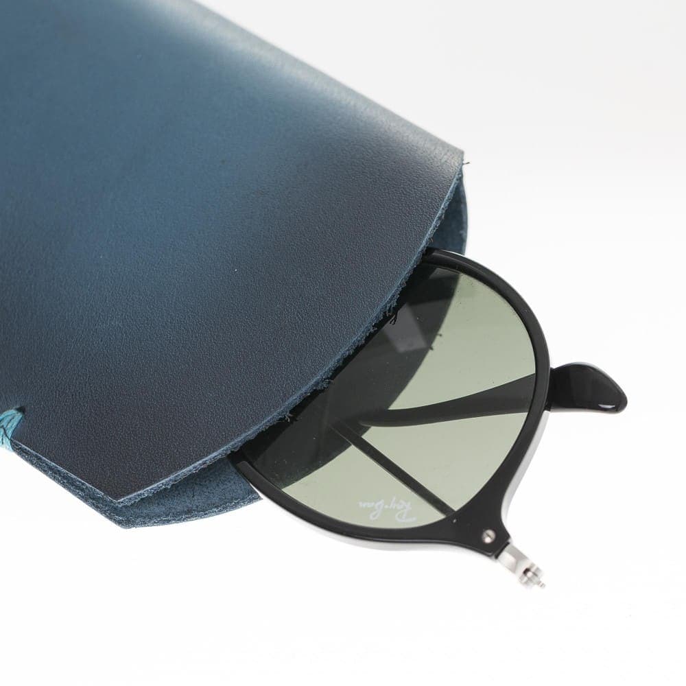 Accessories Genuine Leather Glasses Case - Burnt Blue Bouletta Shop