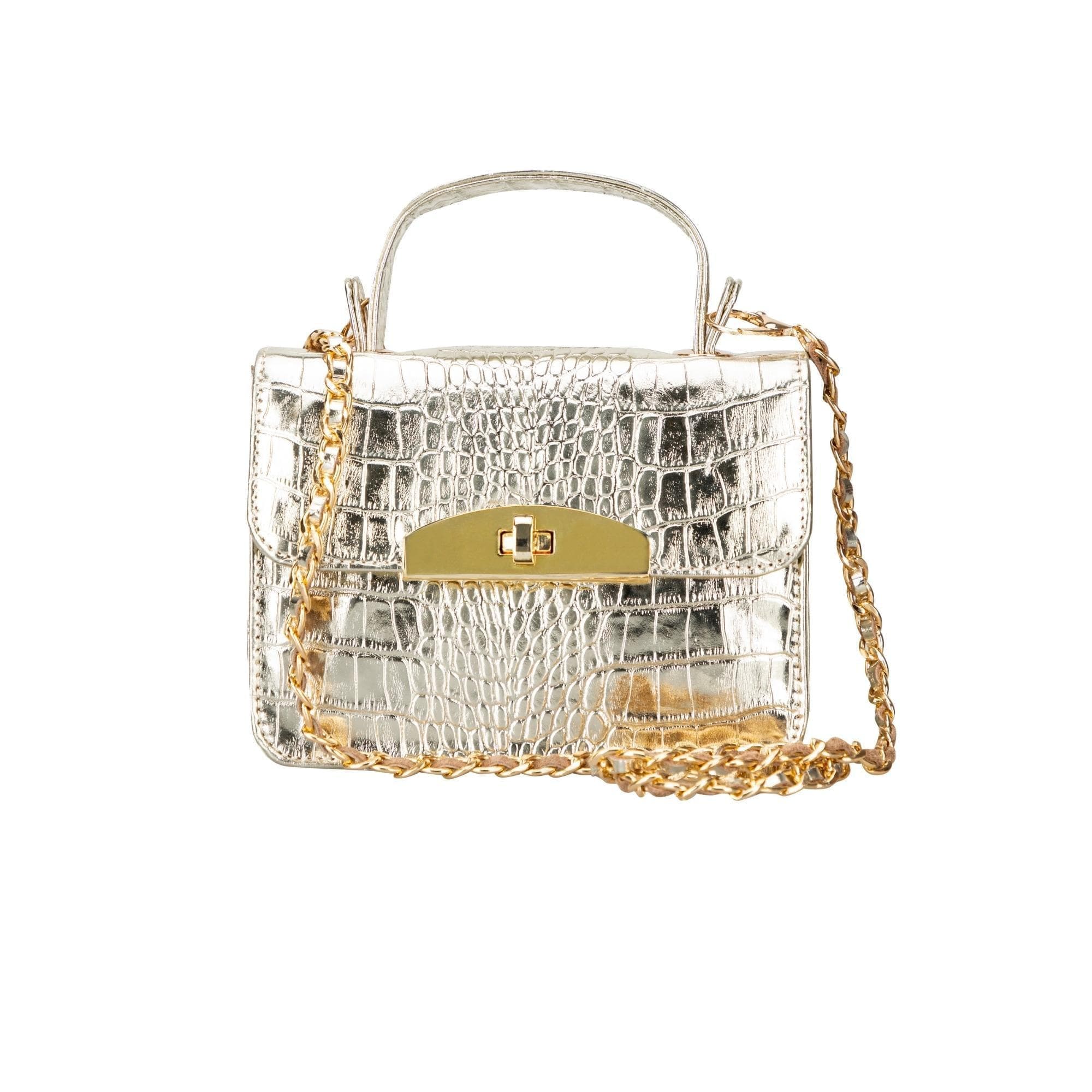 Alisha Geniune Leather Women’s Bag Gold Croc Bouletta LTD