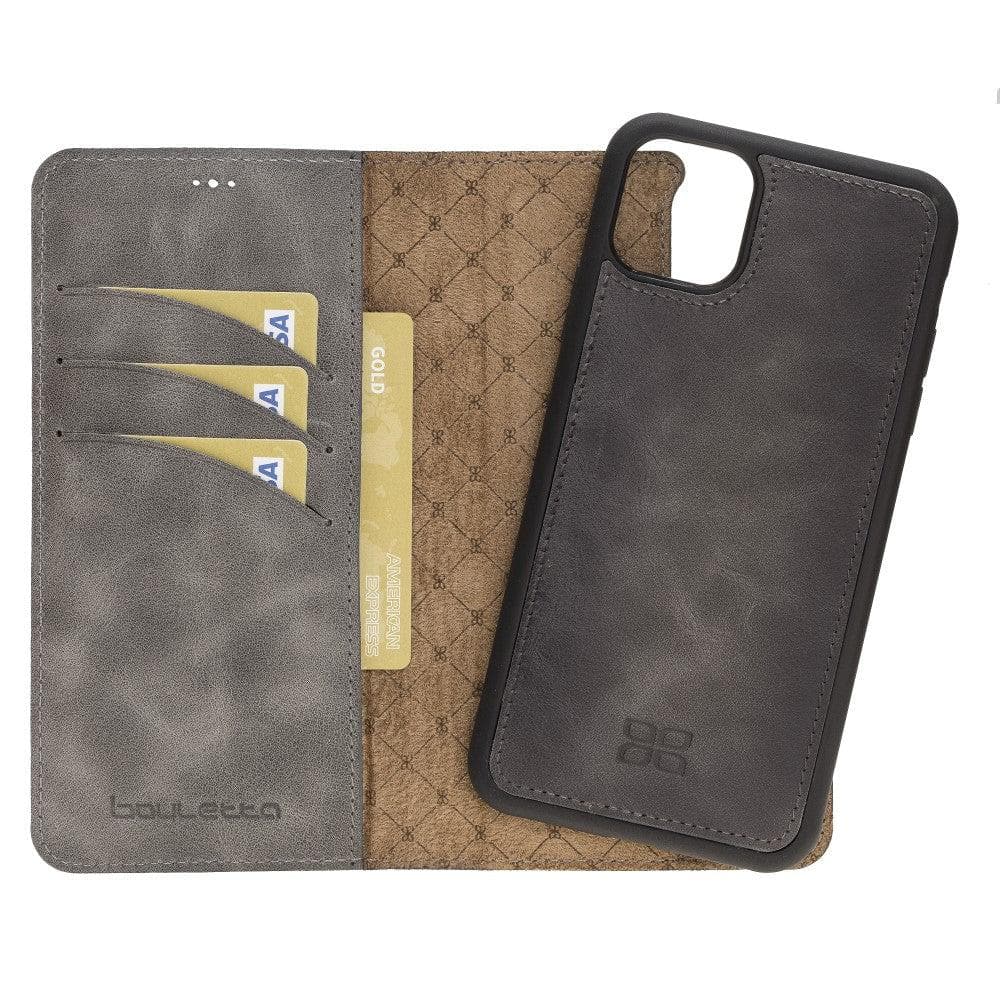 Apple iPhone 11 Series Detachable Leather Wallet Case - MW iPhone 11 Pro Max / Tiguan Gray Bouletta LTD