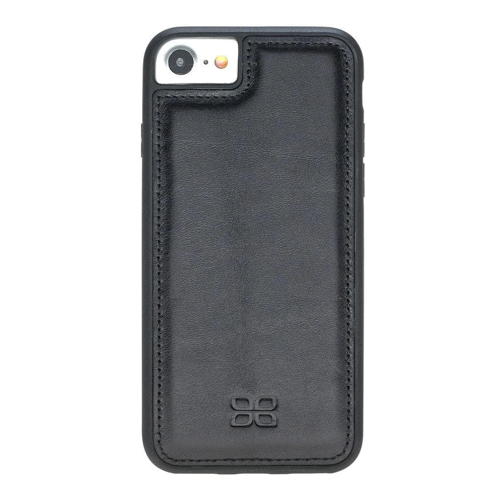 Flexible Genuine Leather Back Cover for Apple iPhone 7 Series iPhone 7 / Rustic Black Bouletta