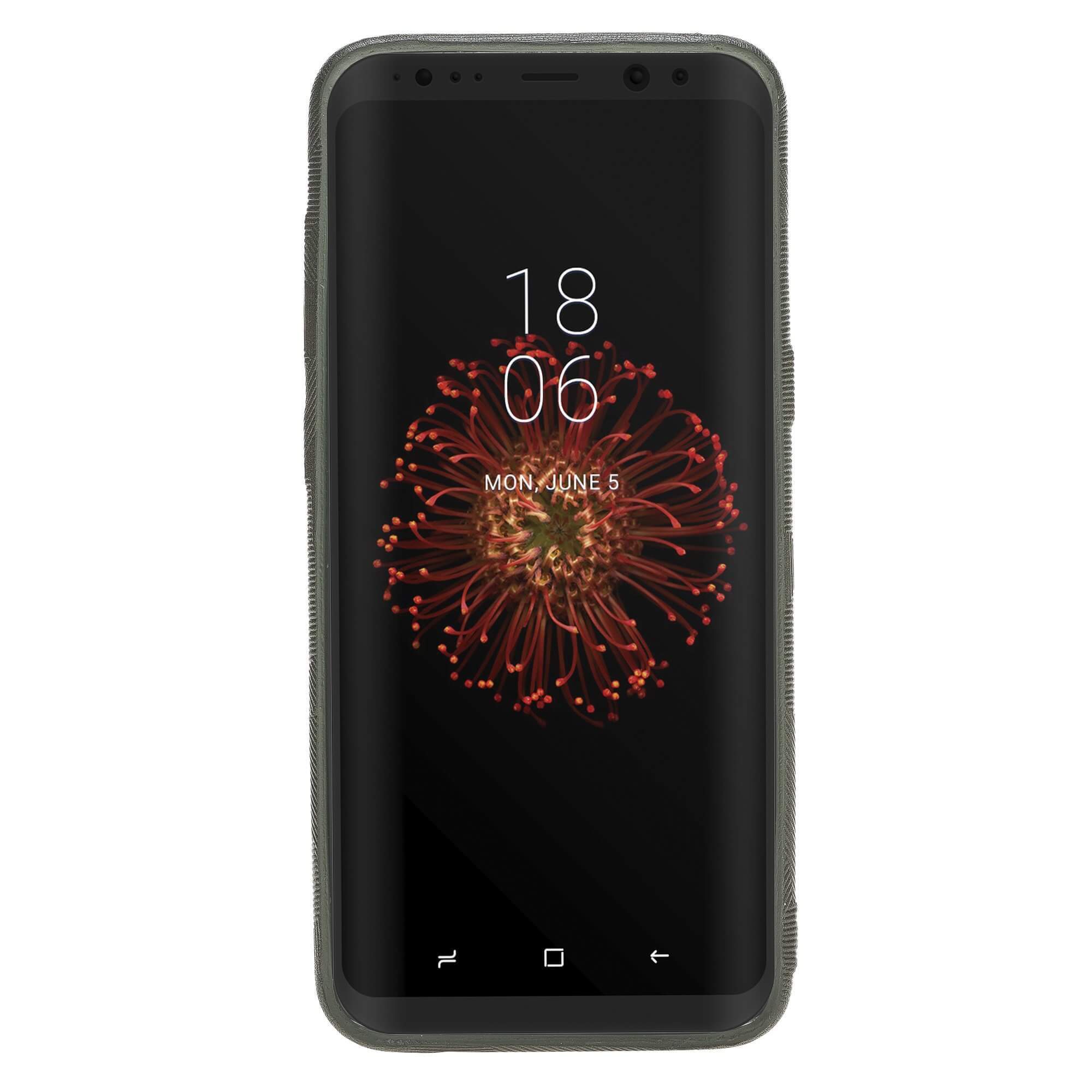 Leder Ultra Hülle mit Kreditkartenfächern für Samsung S8 - Camouflage Grün