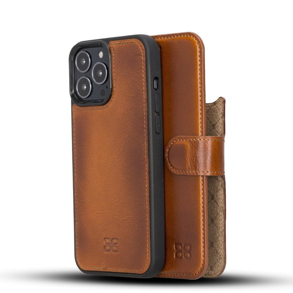 Detachable Leather Wallet Case for Apple iPhone 13 Series iPhone 13 Pro Max / Tan Bouletta LTD