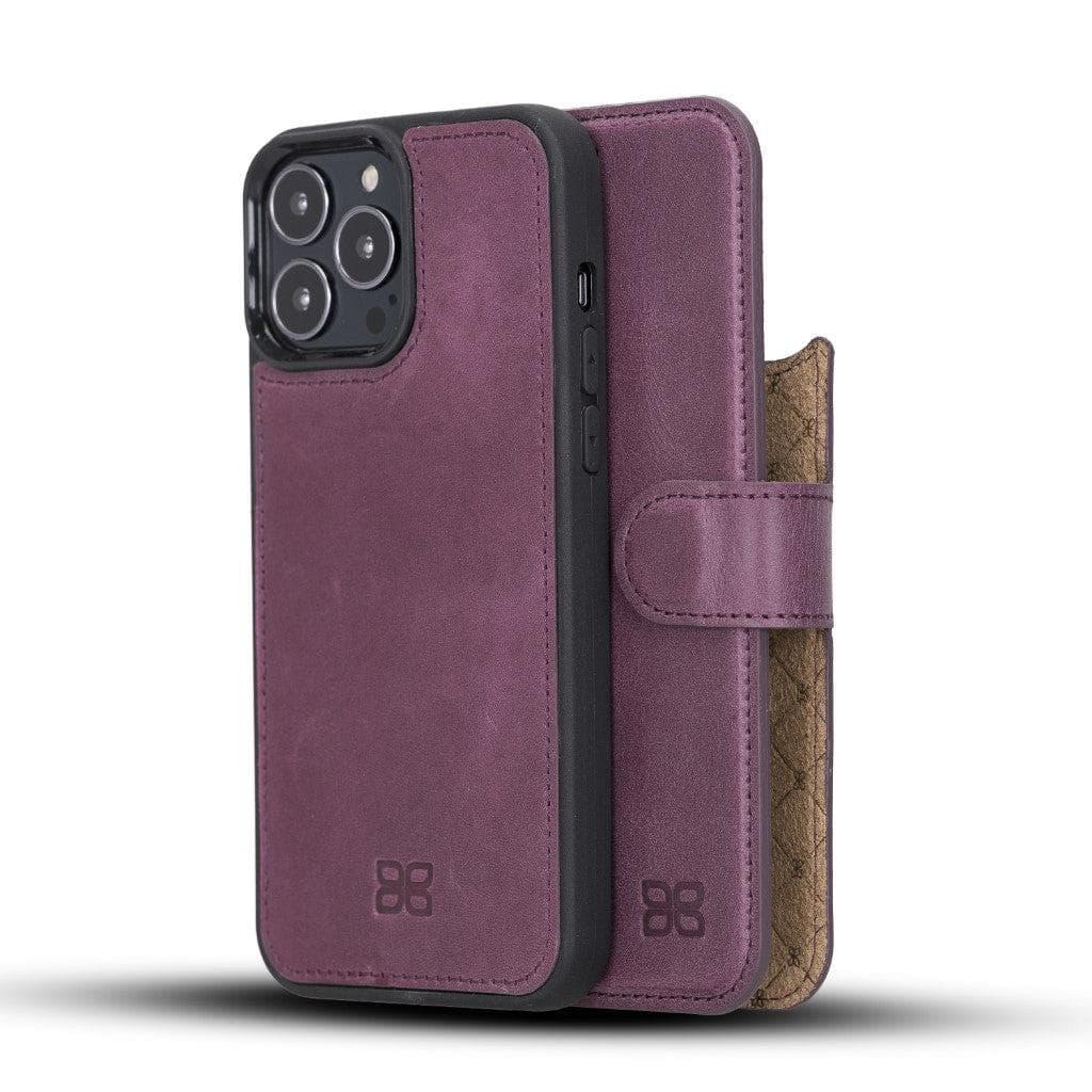 Detachable Leather Wallet Case for Apple iPhone 13 Series iPhone 13 Pro Max / Purple Bouletta LTD