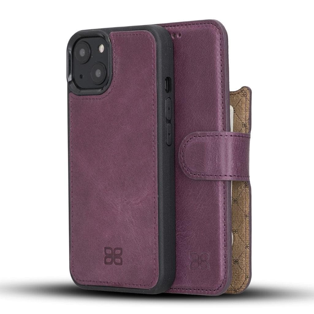 Detachable Leather Wallet Case for Apple iPhone 13 Series iPhone 13 / Purple Bouletta LTD