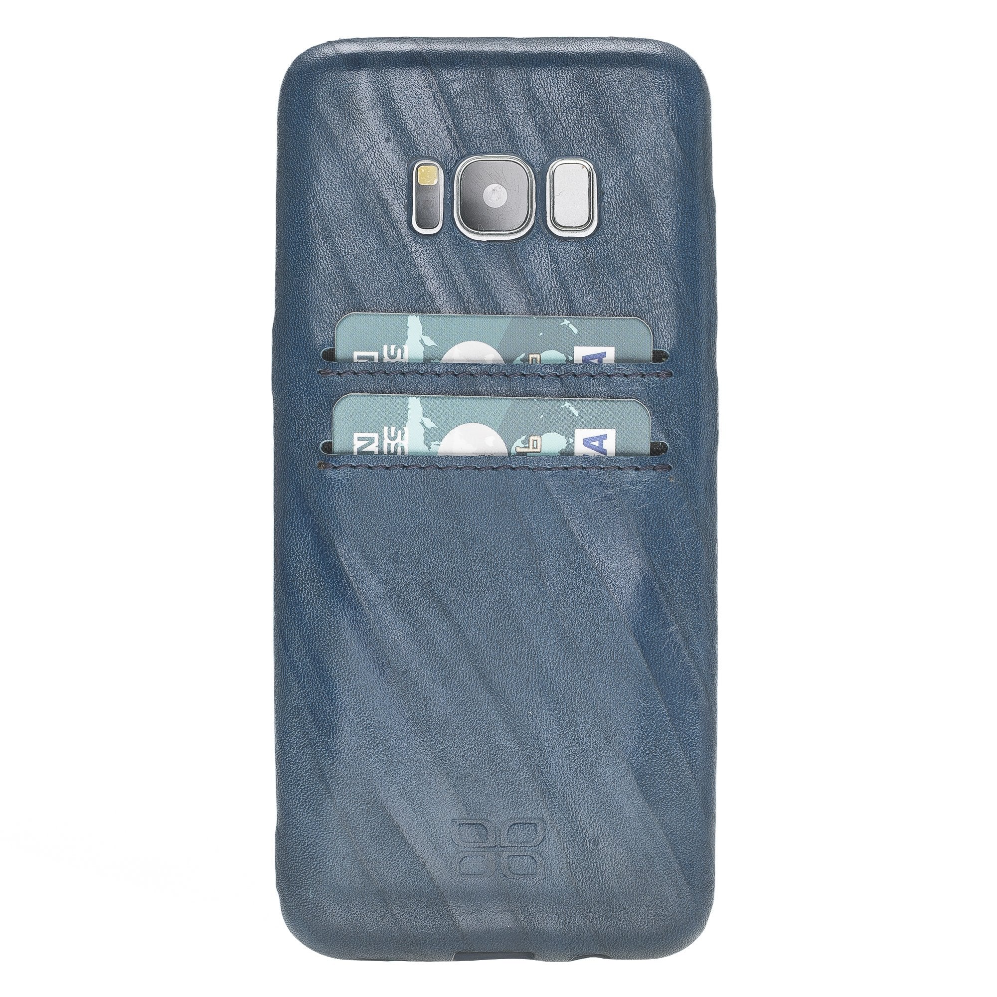 Leder Ultra Cover mit Kreditkartenfächern für Samsung S8 - Knitterblau