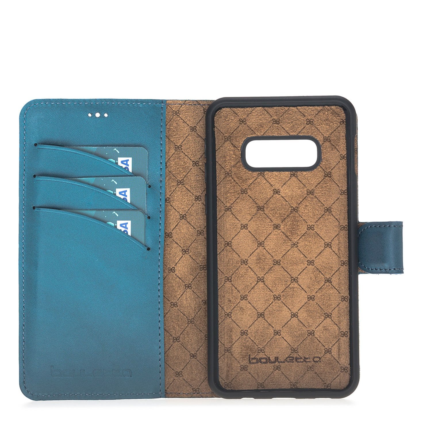 Magnetische abnehmbare Leder Geldbörse für Samsung Galaxy S10e Essential - Navy Blau