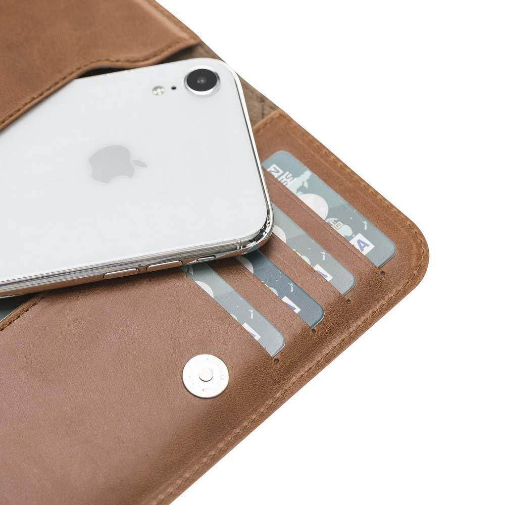 Leder Universal Clutch Wallet Case bis zu 5,7 Zoll Telefone - Rustikal brüniert braun