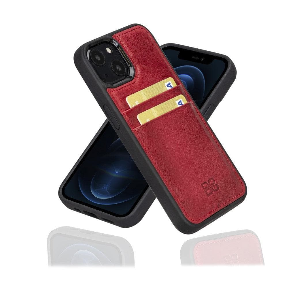 Flexible Leather Back Cover with Card Holder for iPhone 13 Series iPhone 13 / Red Bouletta LTD
