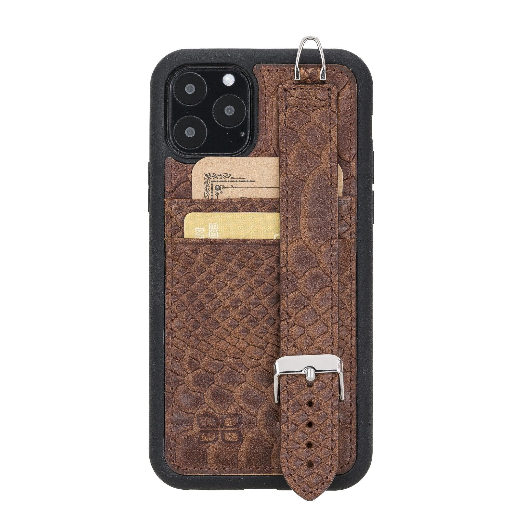 Flexible Leather Back Cover with Hand Strap for iPhone X Series iPhone XS Max / Snake Brown Bouletta LTD
