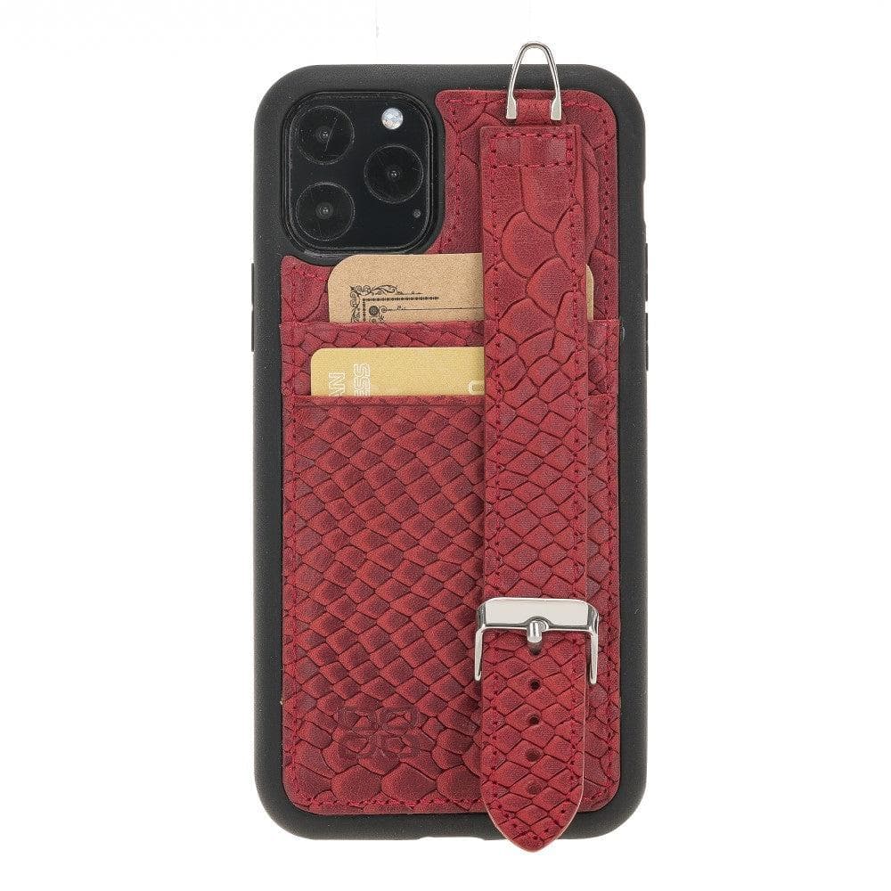 Flexible Leather Back Cover with Hand Strap for iPhone X Series iPhone XS Max / Snake Dark Red / Leather Bouletta LTD
