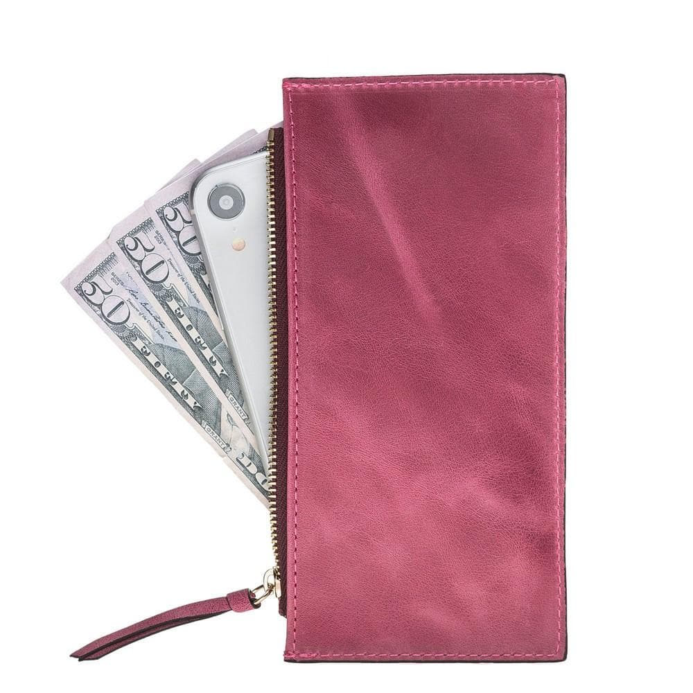 Handbag Tria Women's Leather Clutch - Tiguan Pink Bouletta Case