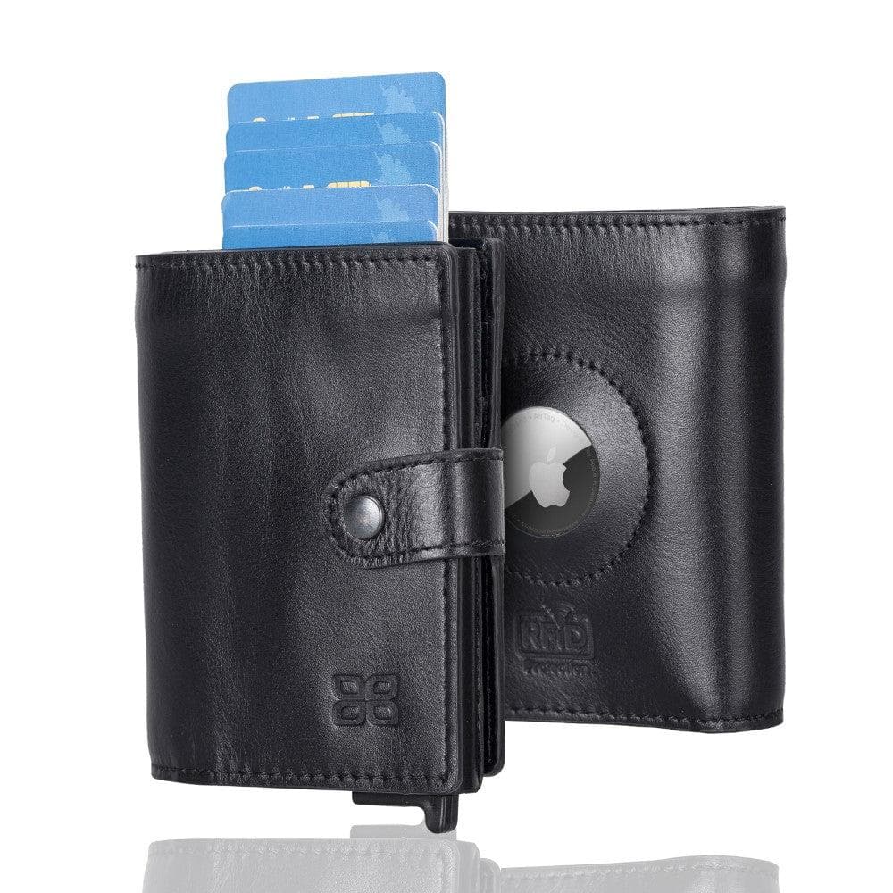 Leather Palertag Zip Mechanical Card Holder Black Bouletta B2B