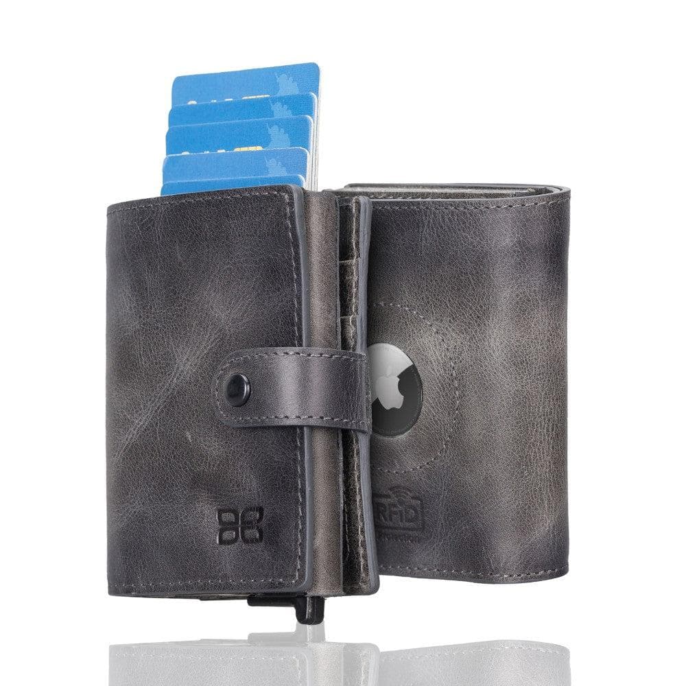 Leather Palertag Zip Mechanical Card Holder Gray Bouletta B2B
