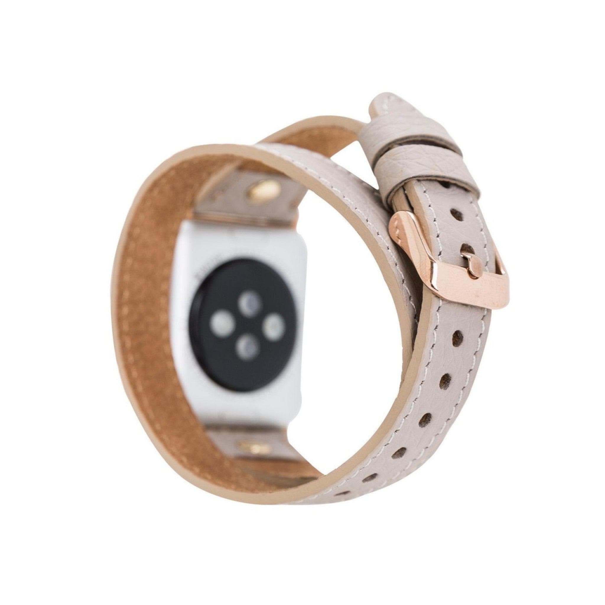 Leeds Double Tour Slim with Gold Bead Apple Watch Leather Straps Bouletta LTD