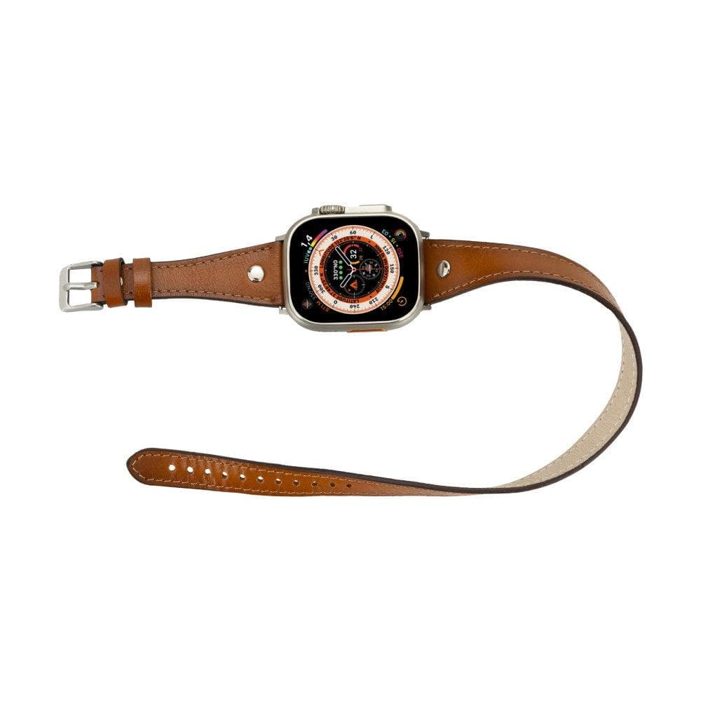Leeds Double Tour Slim with Silver Bead Apple Watch Leather Straps Bouletta LTD