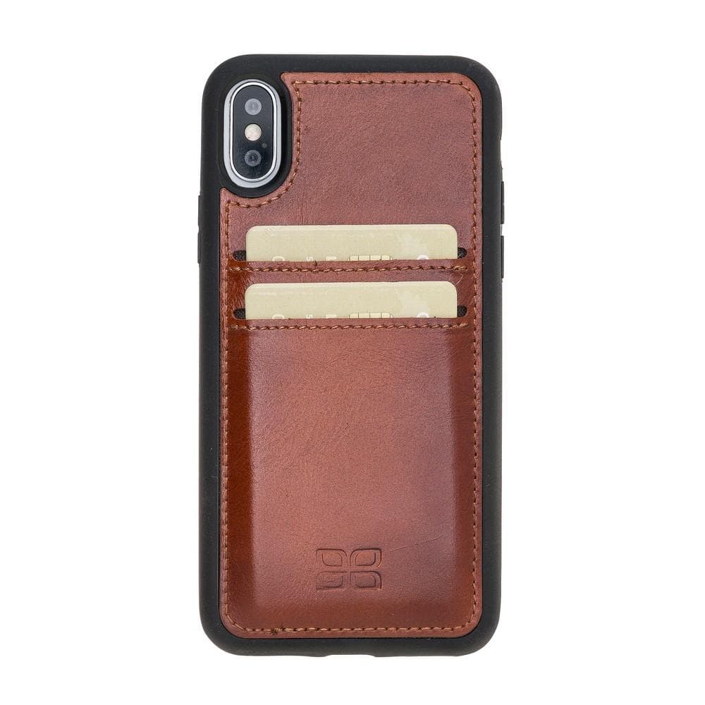 Apple iPhone X and iPhone XS Leather Back Cover with Card Holder Rustic Tan / iPhone X Bouletta LTD