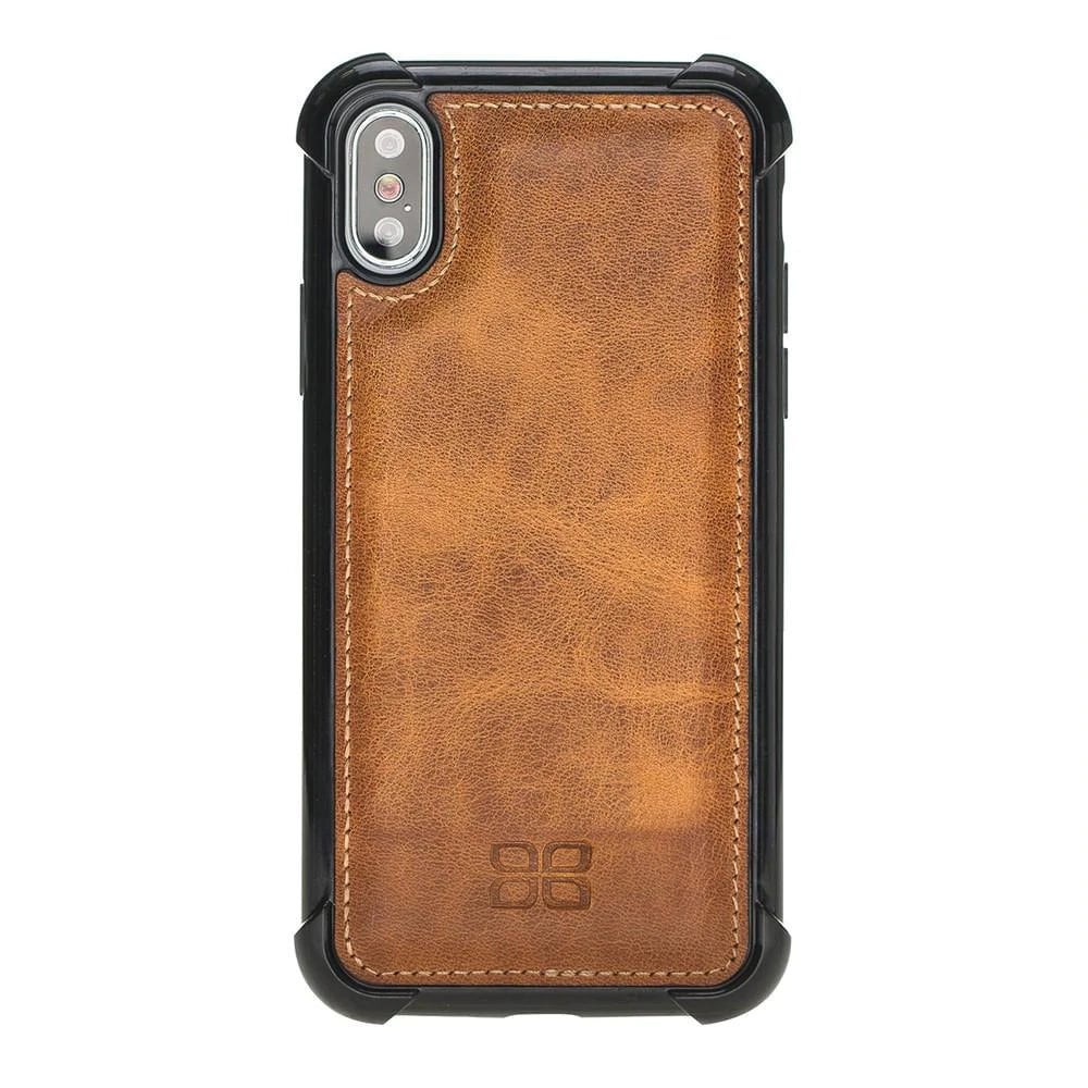 Apple iPhone X/XS Edge Protected Back Cover Leather Case for Vegetal Tan Bouletta LTD
