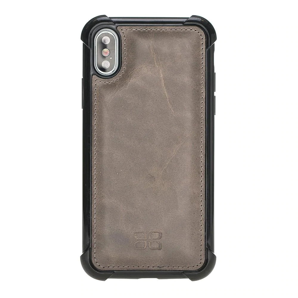 Apple iPhone X/XS Edge Protected Back Cover Leather Case for Vegetal Grey Bouletta LTD