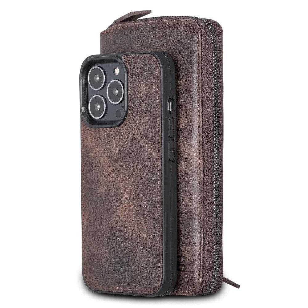 Detachable Leather Zipper Wallet Cases for Apple iPhone 13 Series iPhone 13 Pro 6.1" / Dark Brown Bouletta LTD