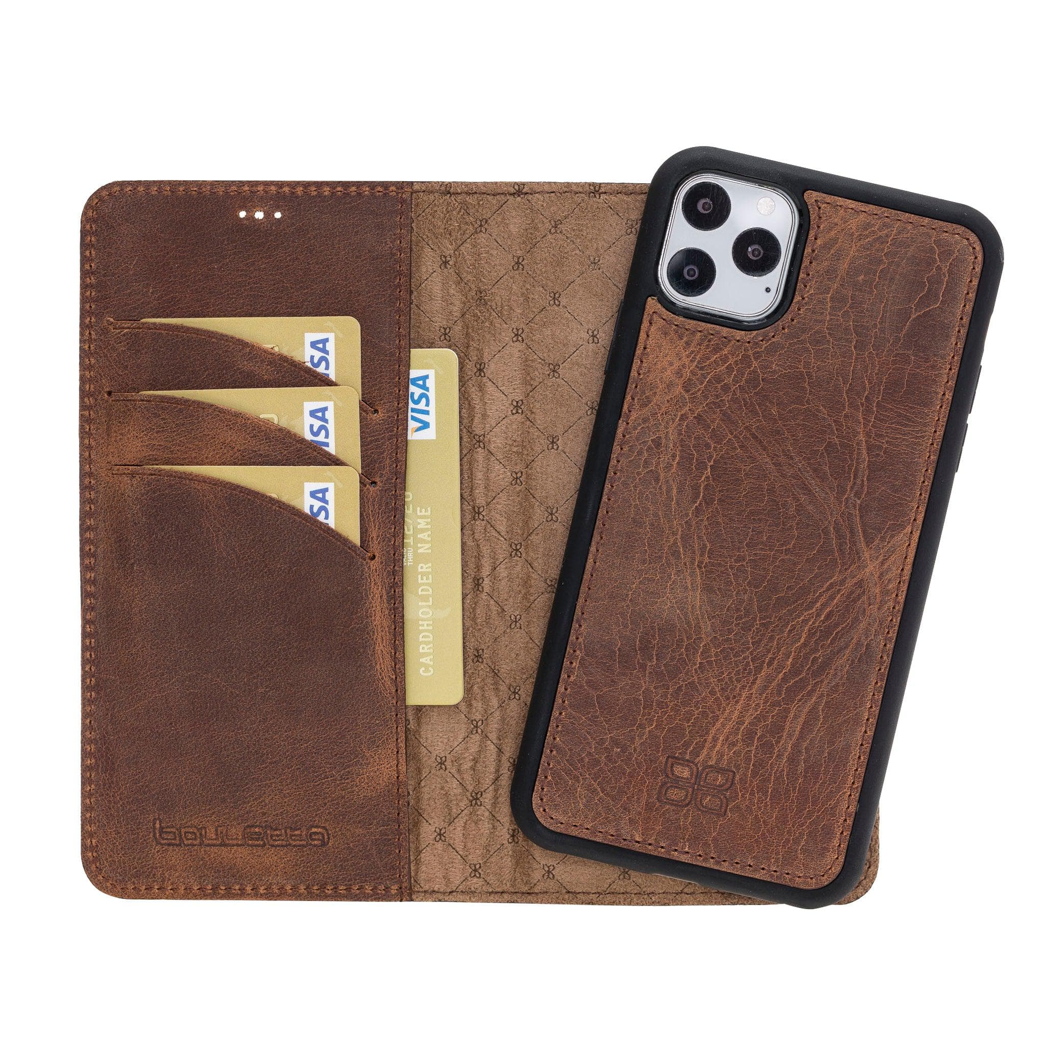 Magnetic Detachable Leather Phone Case for Apple iPhone 11 Series iPhone 11 Pro Max / Antic Brown Bouletta LTD