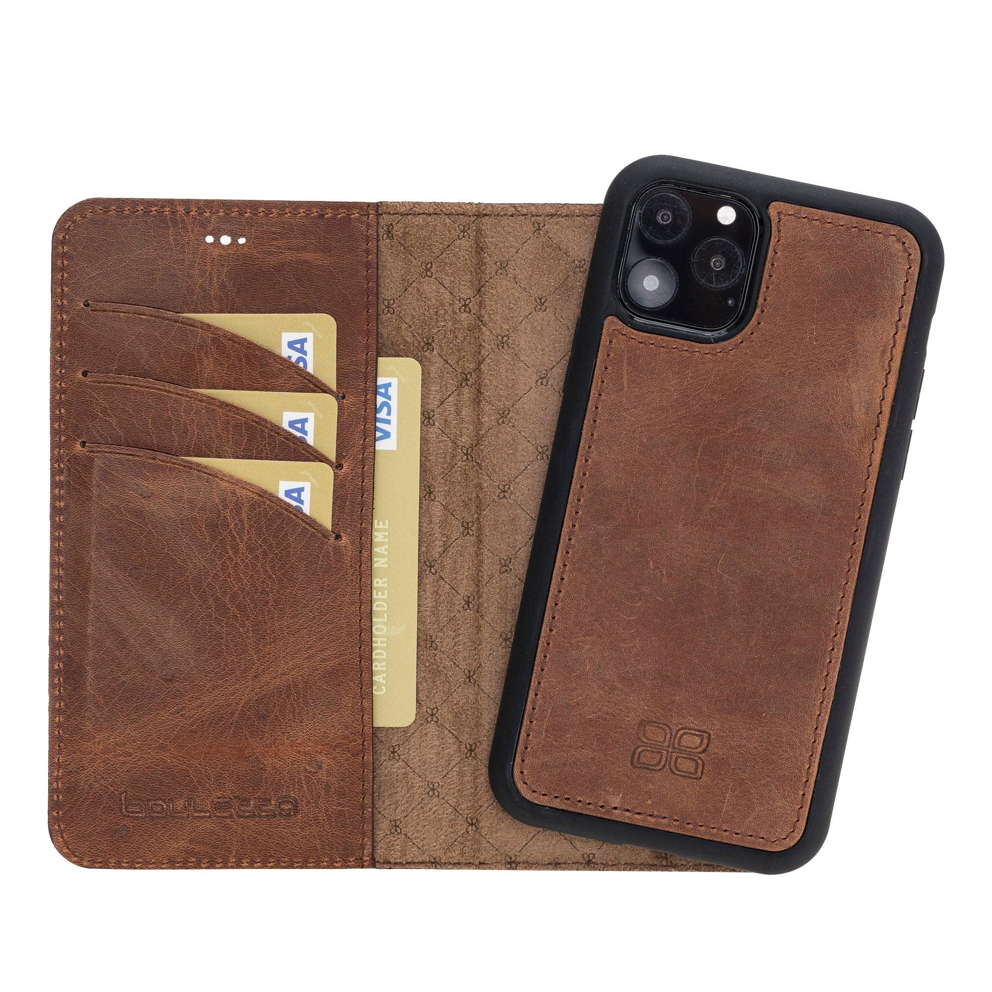 Magnetic Detachable Leather Phone Case for Apple iPhone 11 Series iPhone 11 Pro / Antic Brown Bouletta LTD