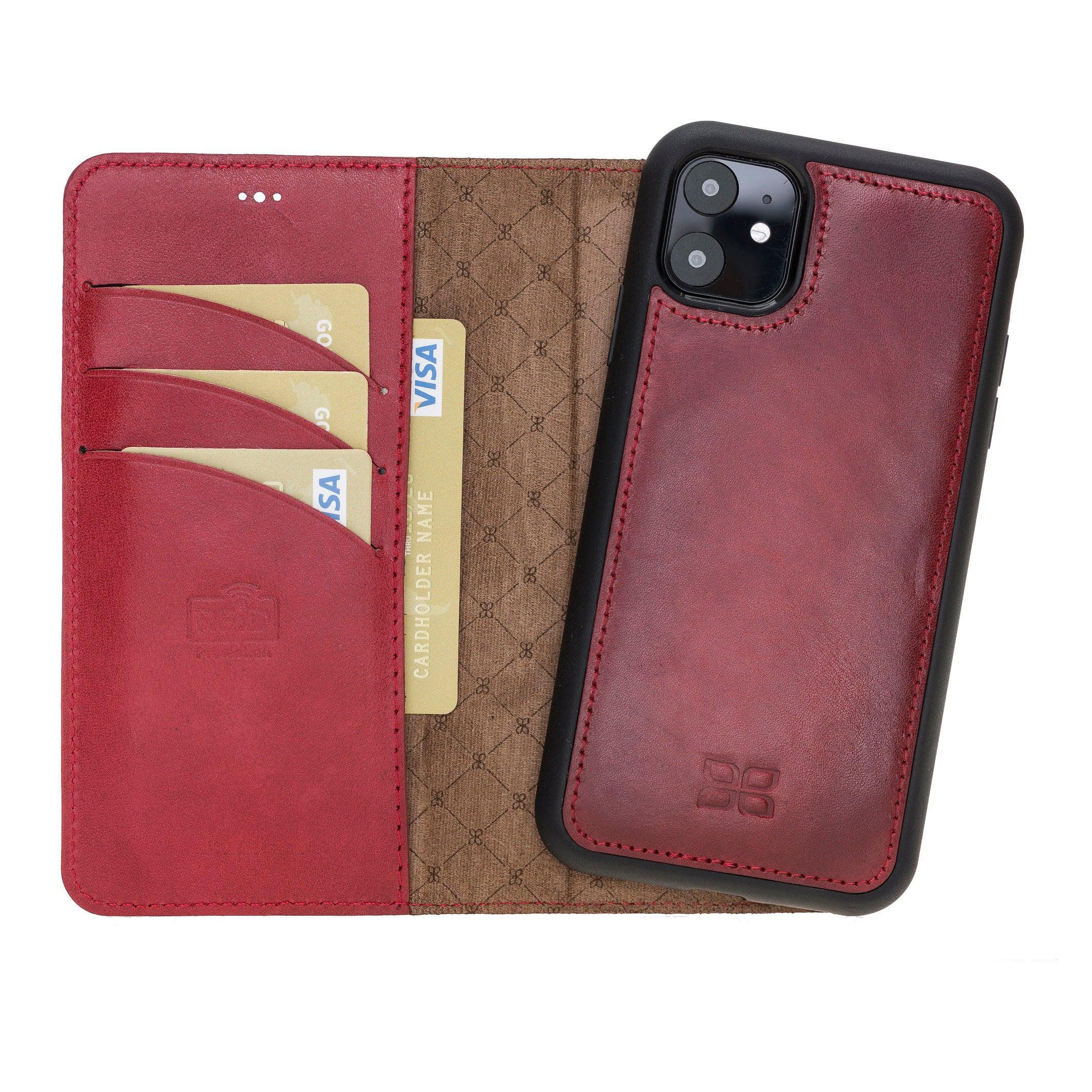 Magnetic Detachable Leather Phone Case for Apple iPhone 11 Series iPhone 11 / Red Bouletta LTD