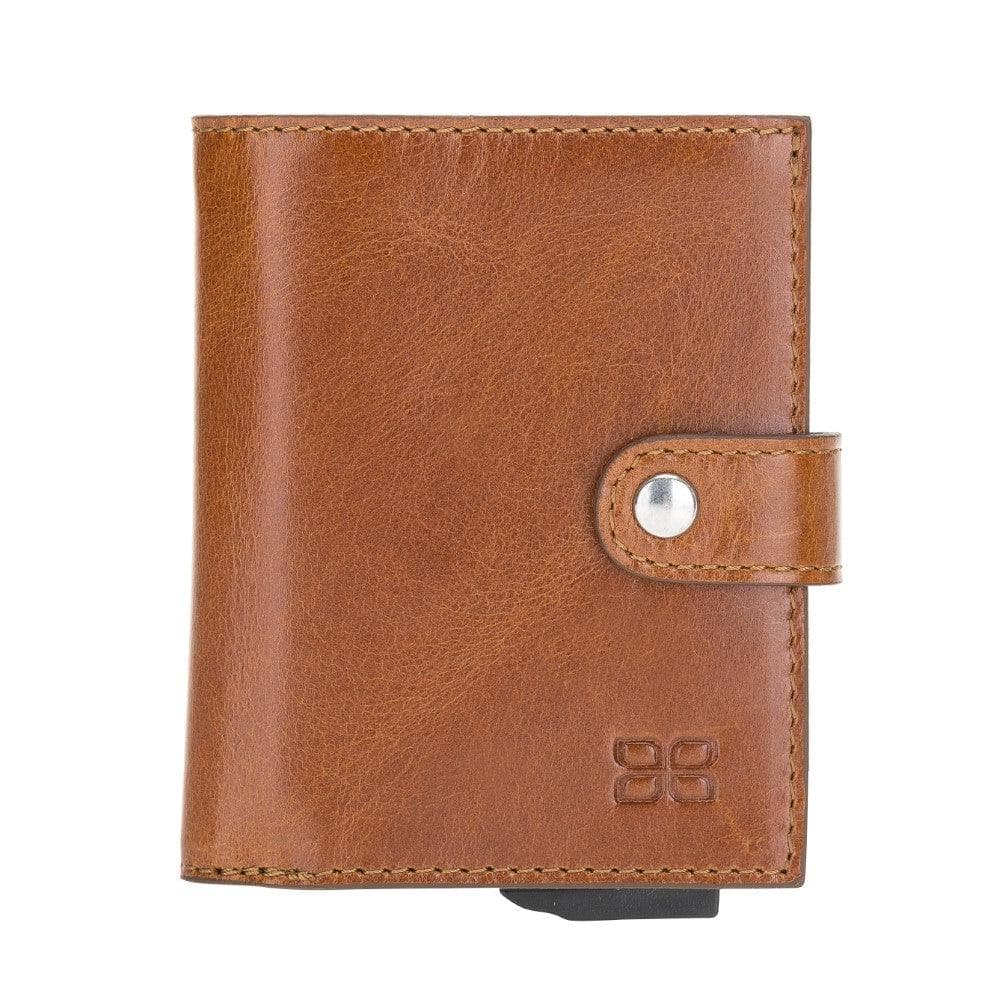 Palermo Zip Mechanical Leather Card Holder Tan Bouletta LTD